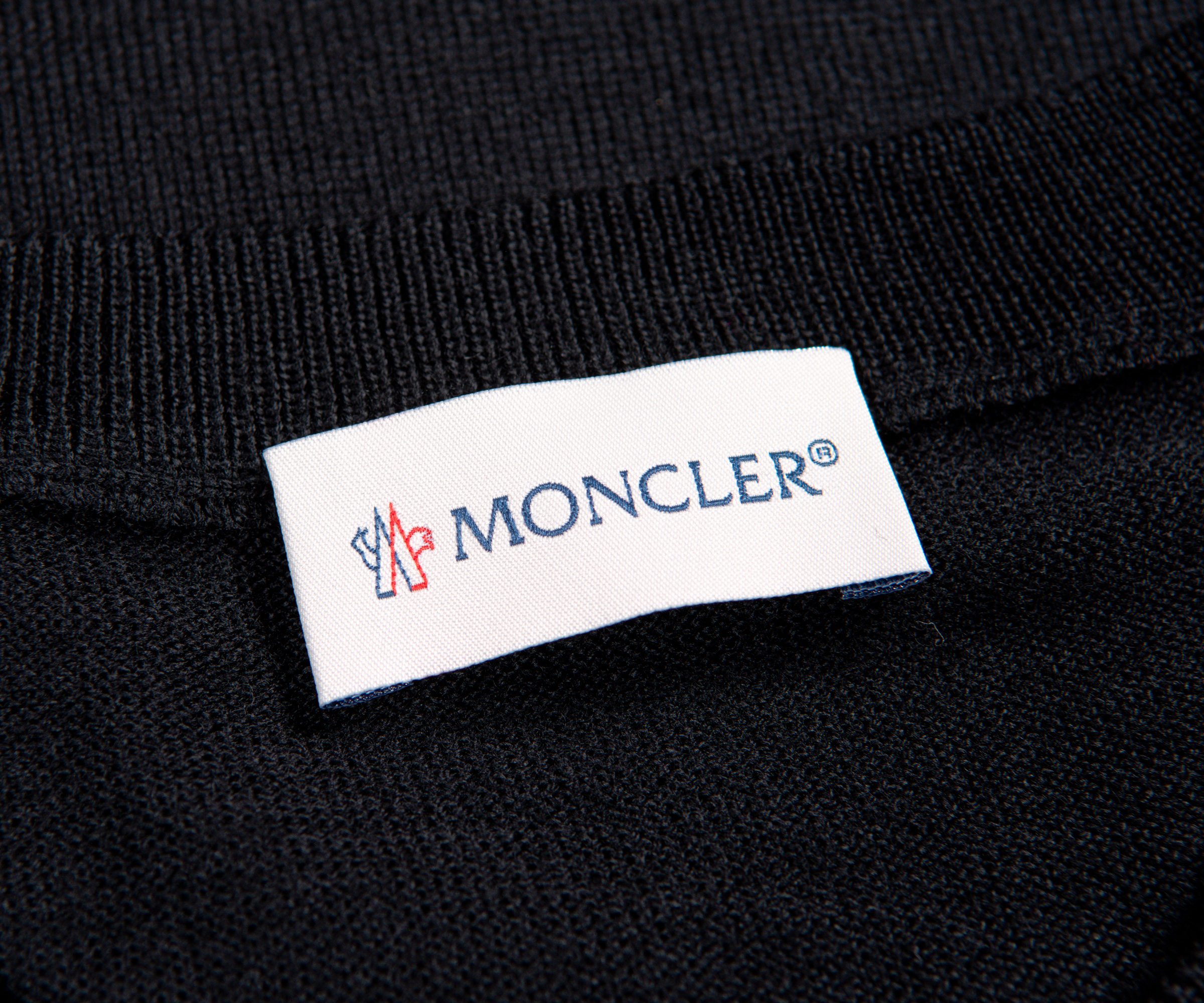 Moncler Crew Neck Arm Stripe Knit Black