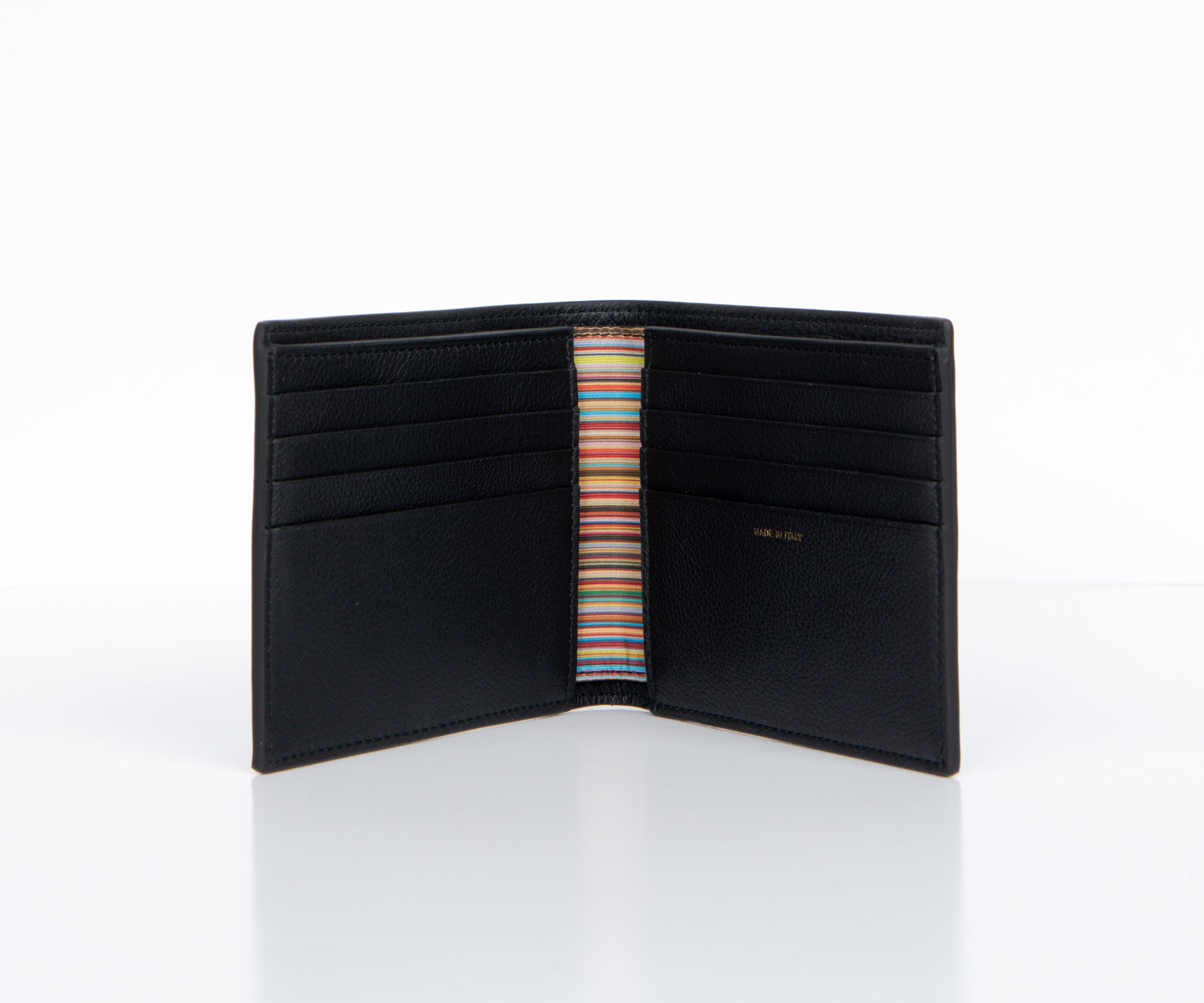 Paul Smith 'Leather' Billfold Wallet With Signature Stripe Black
