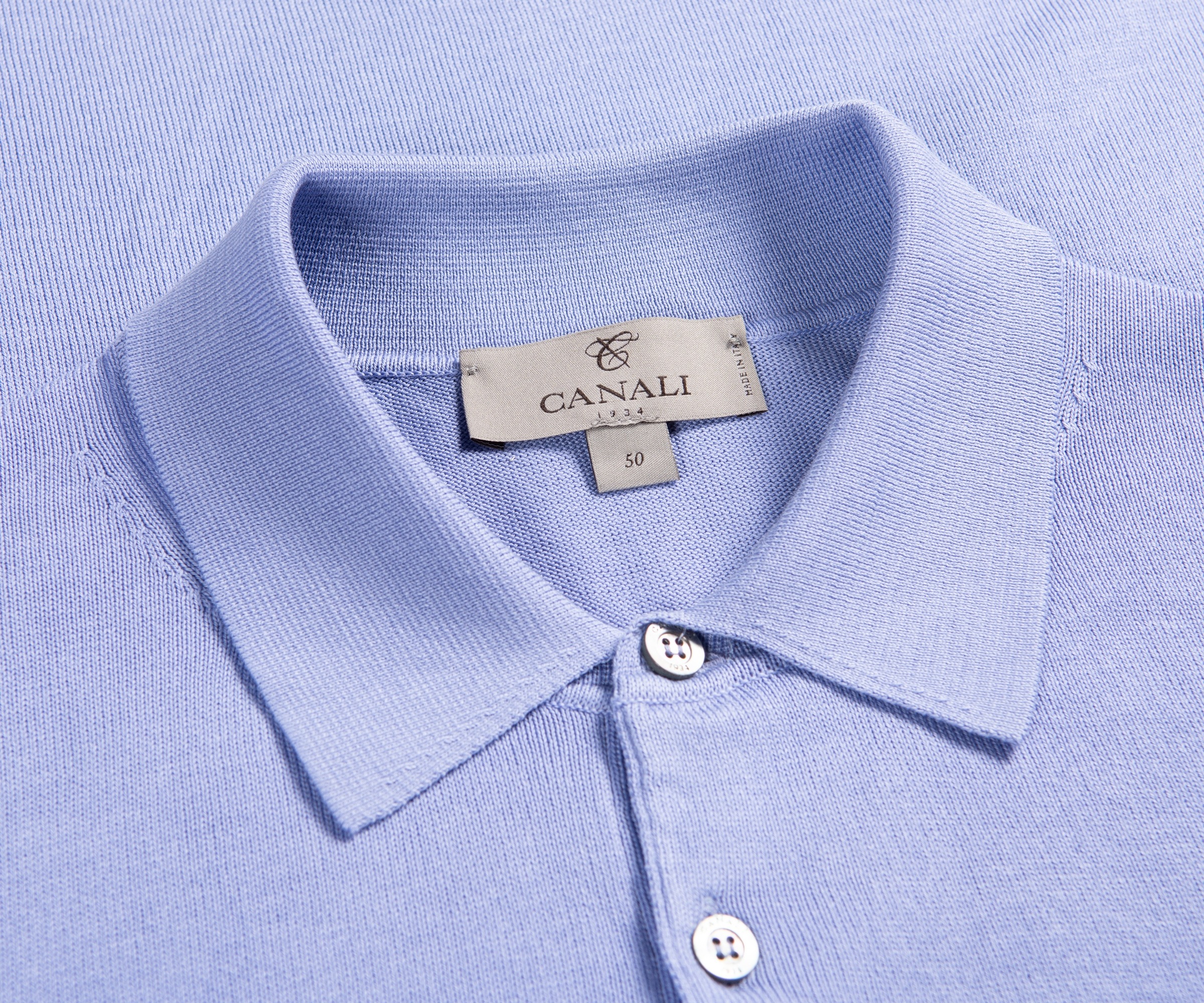 Canali Short Sleeved Knitted Polo Blue