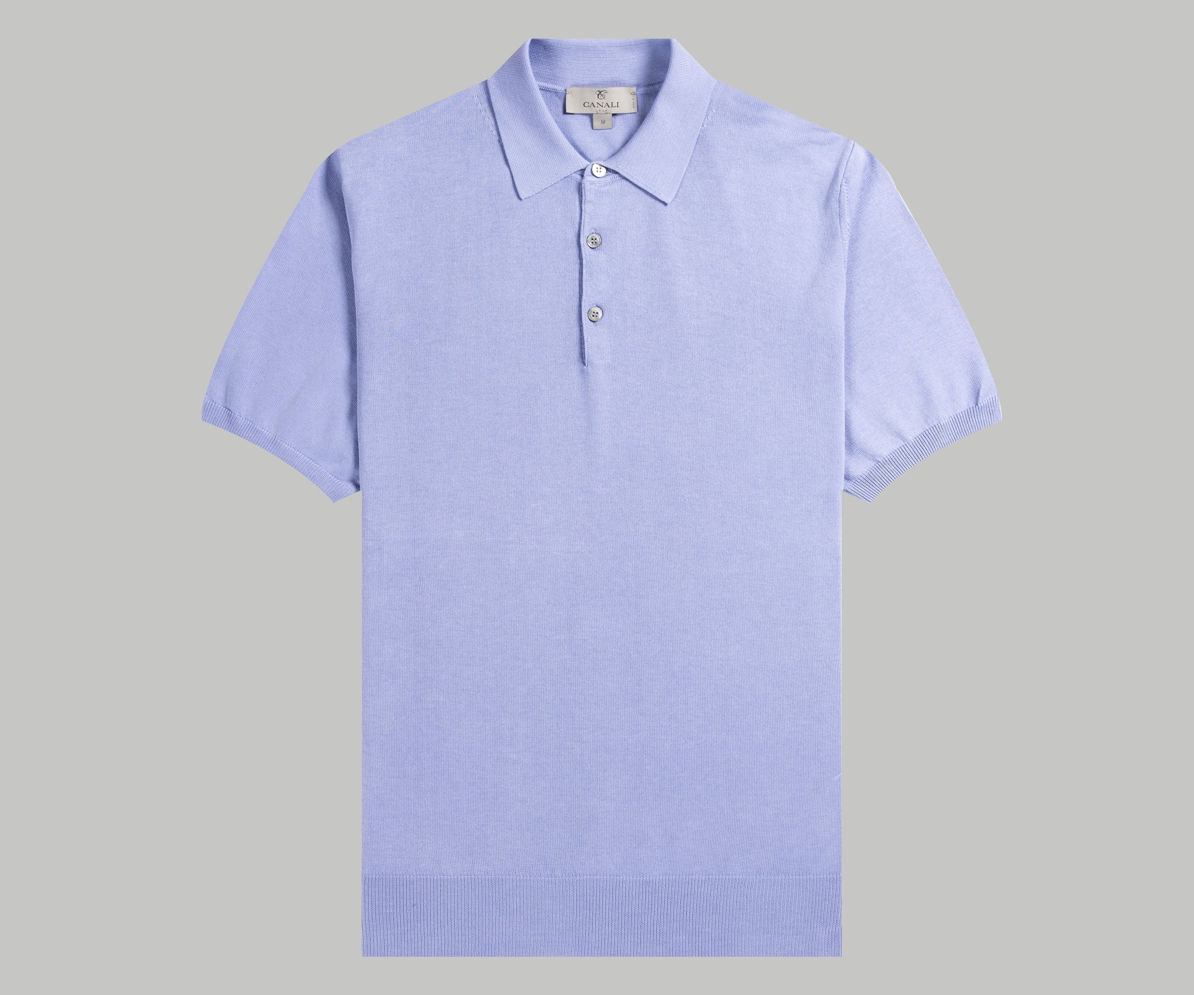 Canali Short Sleeved Knitted Polo Blue