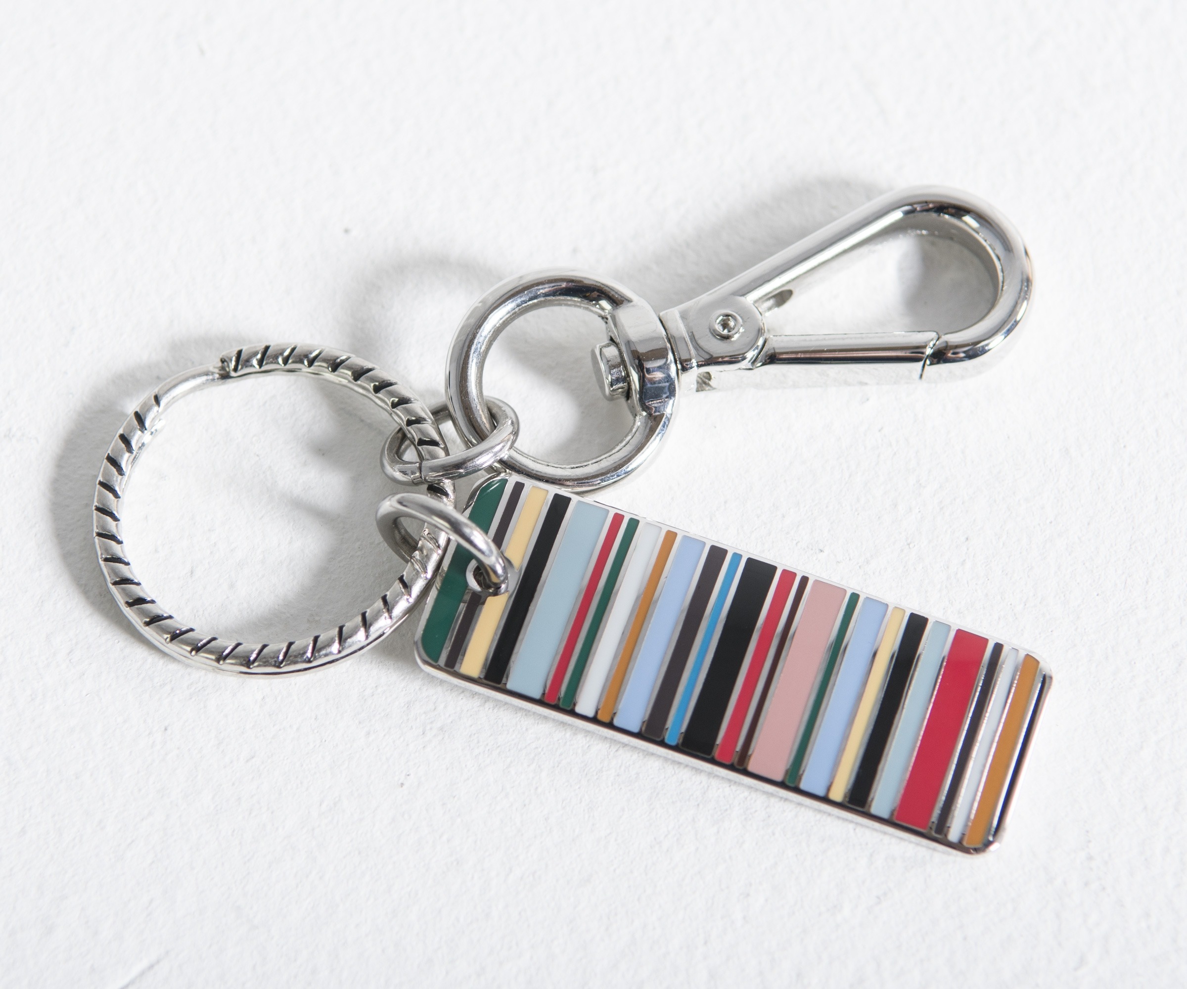 Paul Smith Multi-Coloured Stripe Tag Metal Keyring