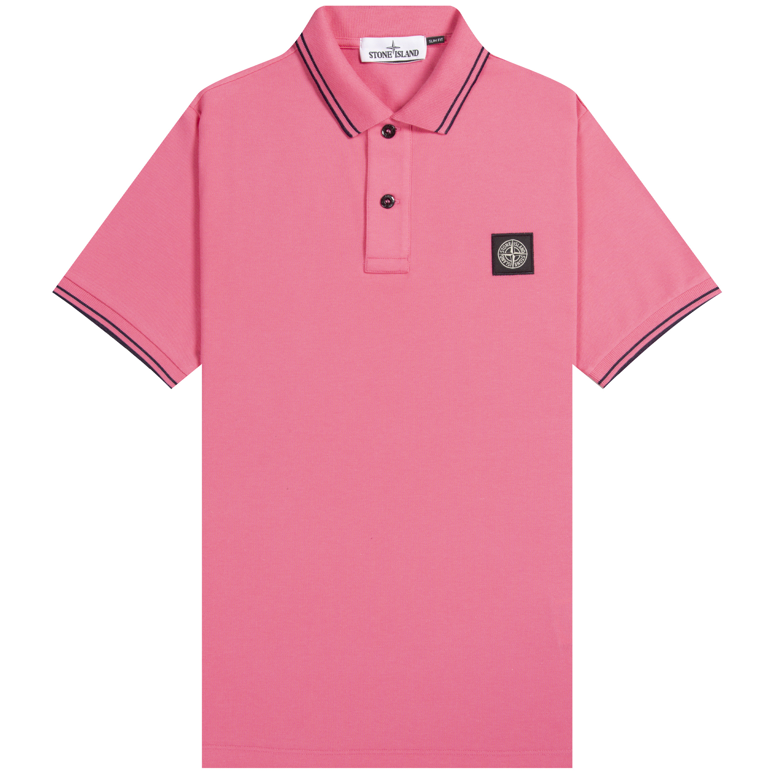 Stone Island Patch Logo Short Sleeved Polo Shirt Bright Pink