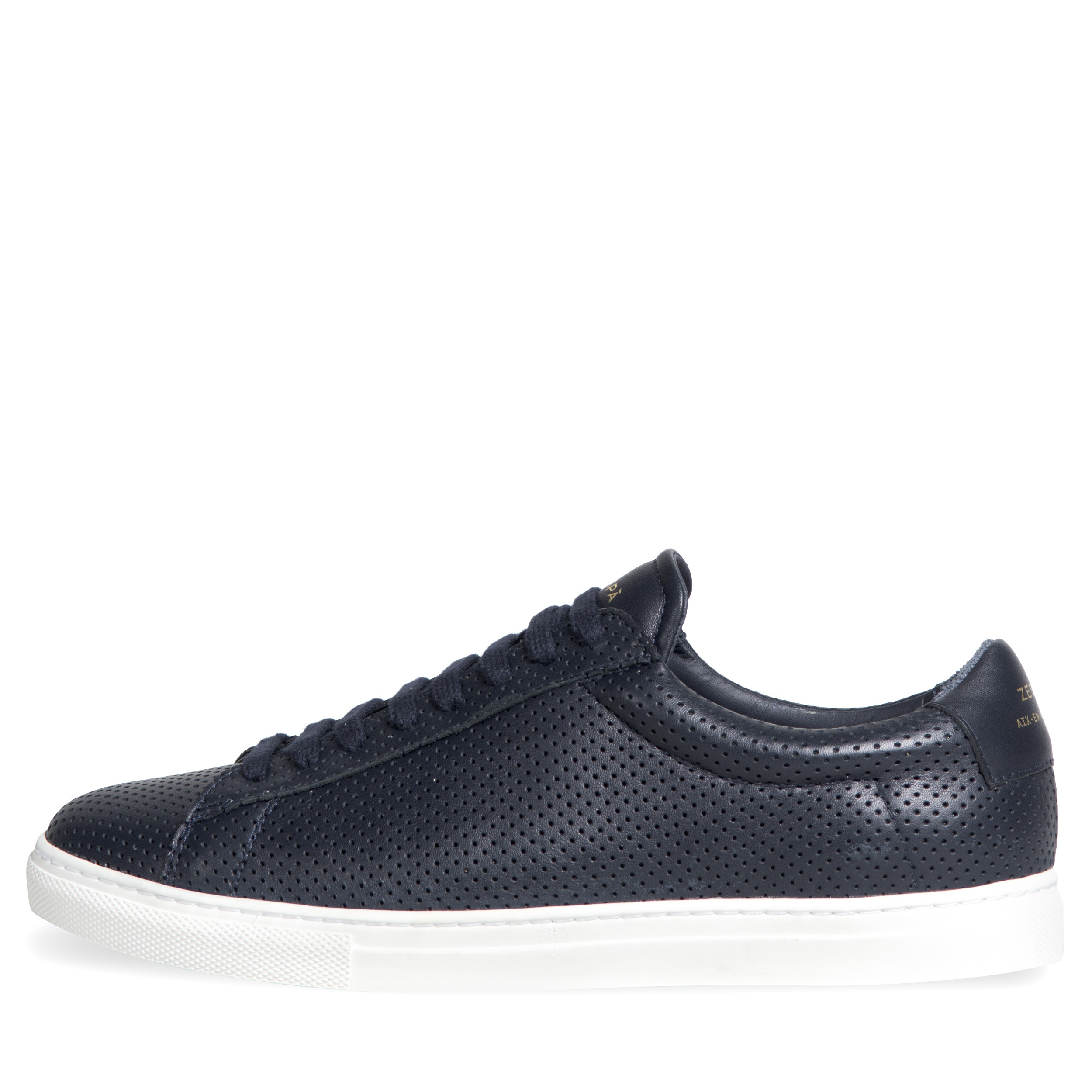 ZESPA ’ZSP4’ Nappa Perforated Leather Trainer Navy